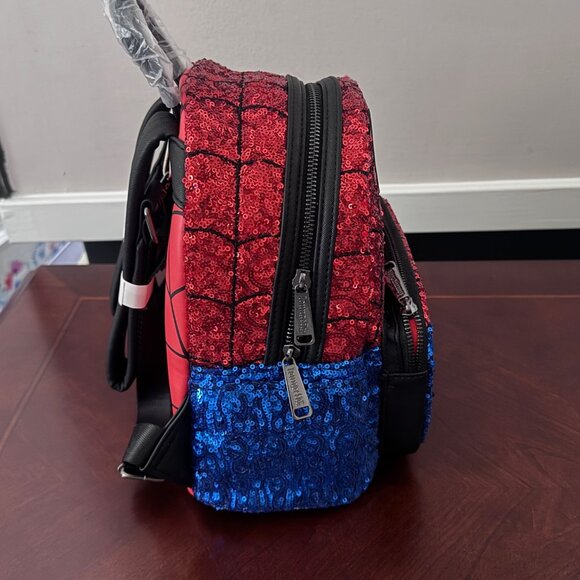 Loungefly Marvel Sequins Spiderman Mini Backpack New with Tags - Picture 9 of 13